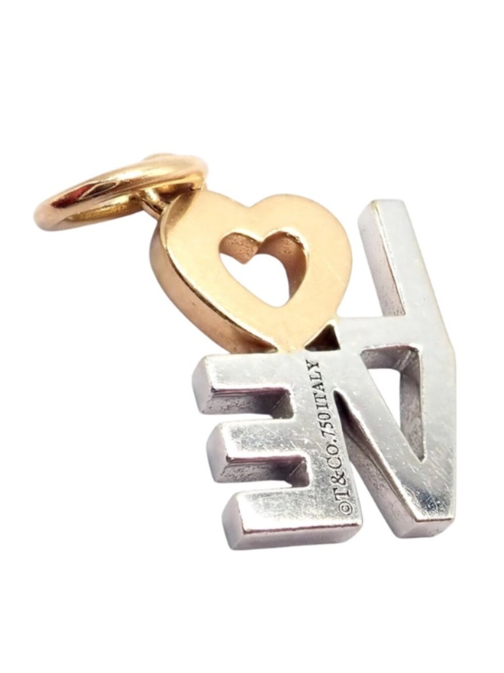 Tiffany & Co. 18k Yellow + White Gold LOVE Philadelphia Diamond Pendant Charm - Picture 5 of 9